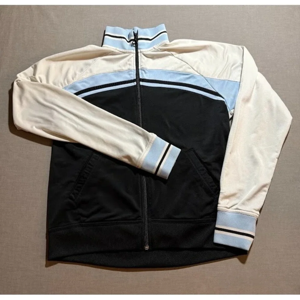 Vintage Nike Sweater Boys XL Blue Striped Full Zip Long Sleeve.